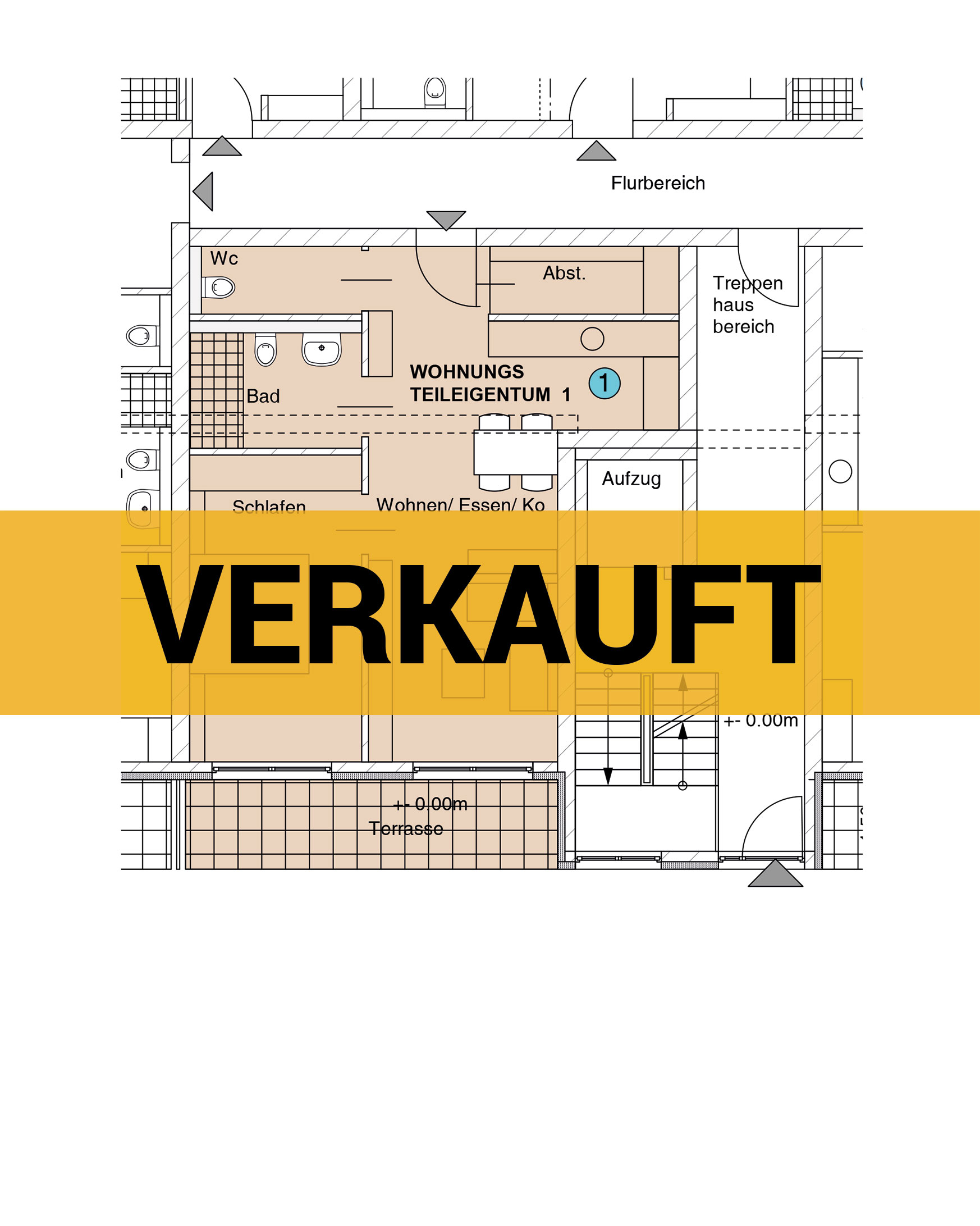 Grundriss einer Wohnung - verkauft