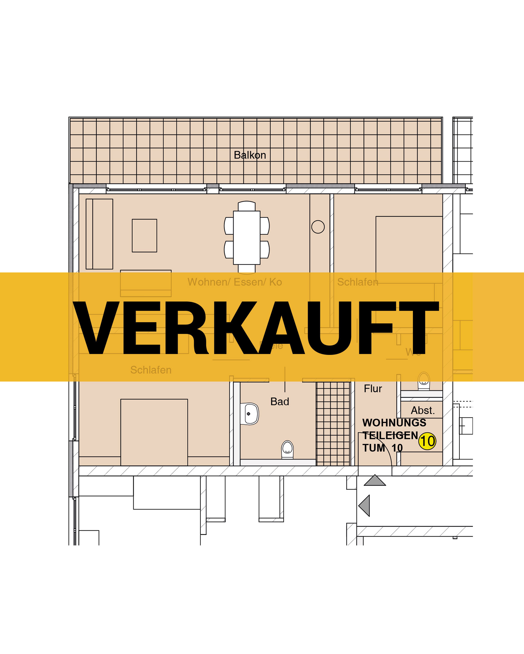 Grundriss einer Wohnung - verkauft