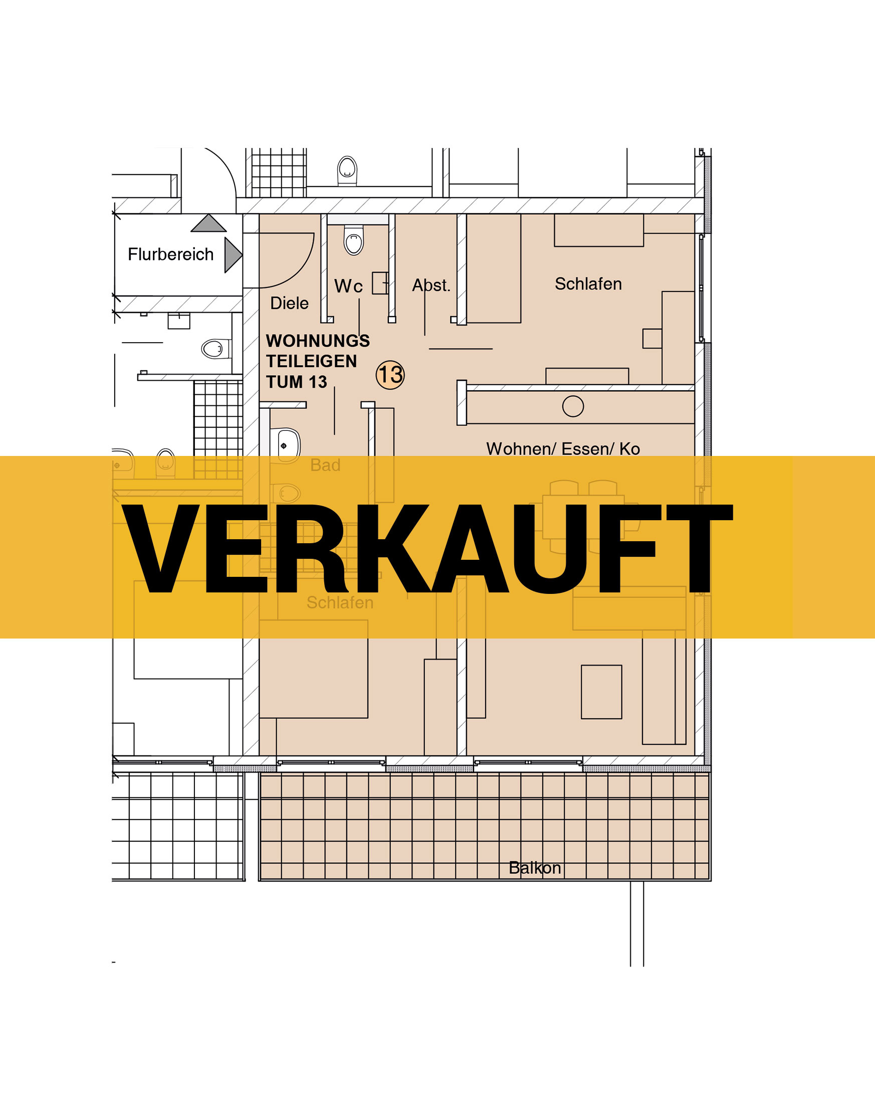 Grundriss einer Wohnung - verkauft