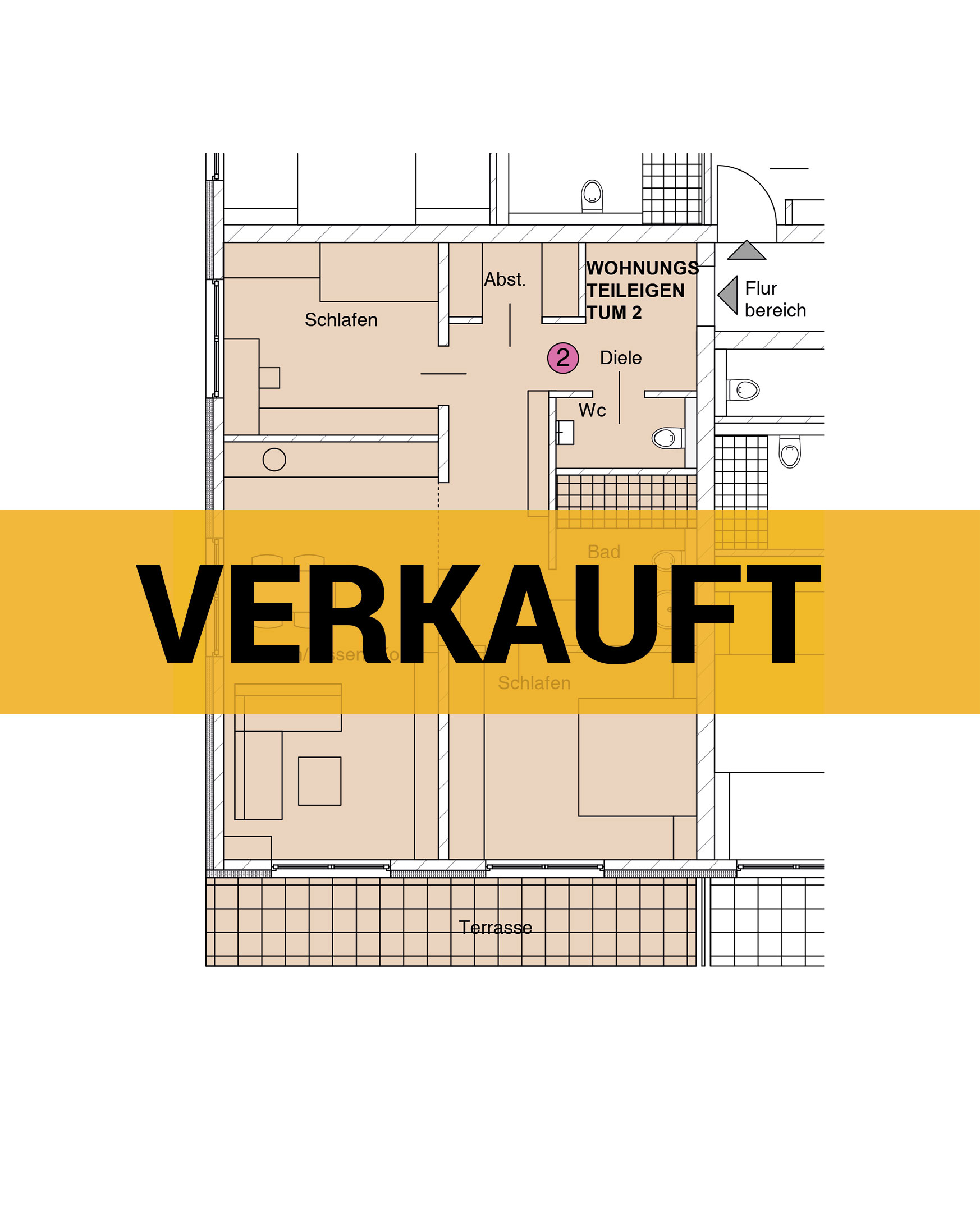 Grundriss einer Wohnung - verkauft