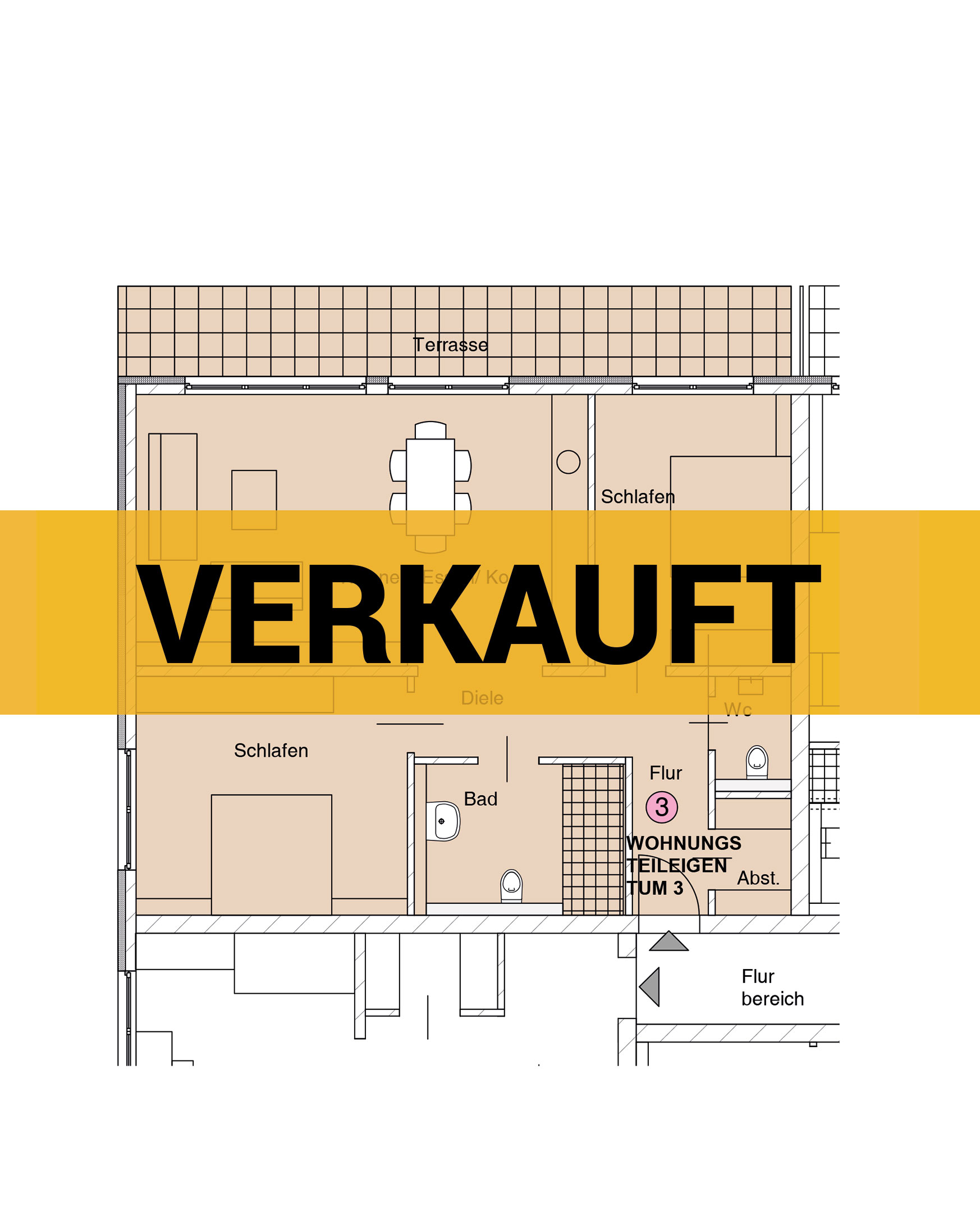 Grundriss einer Wohnung - verkauft