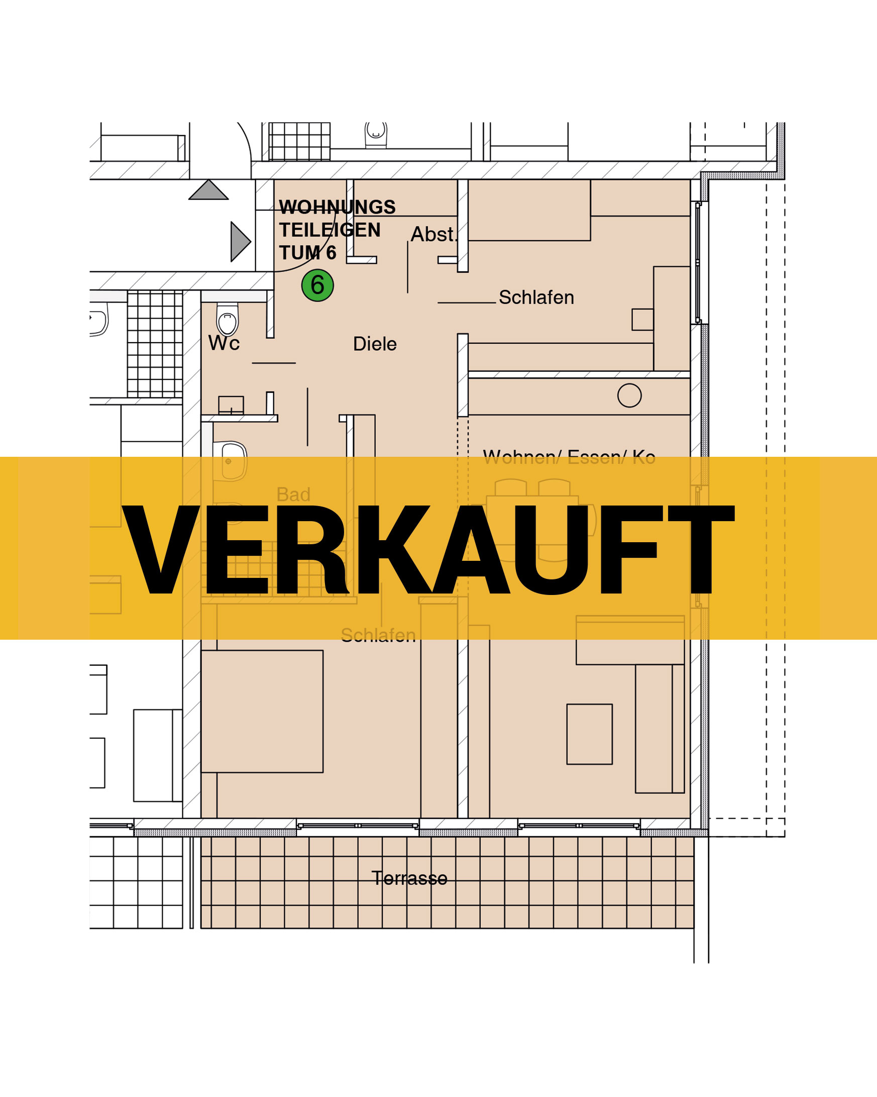 Grundriss einer Wohnung - verkauft