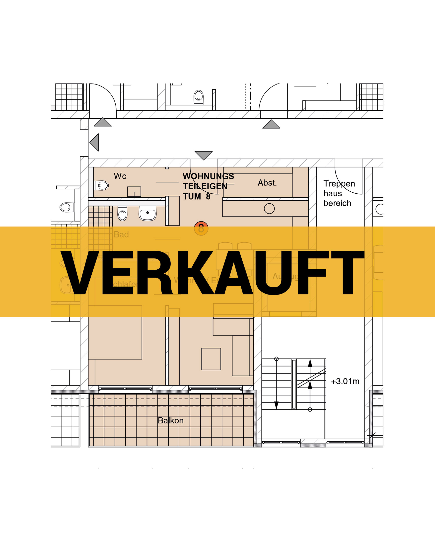Grundriss einer Wohnung - verkauft