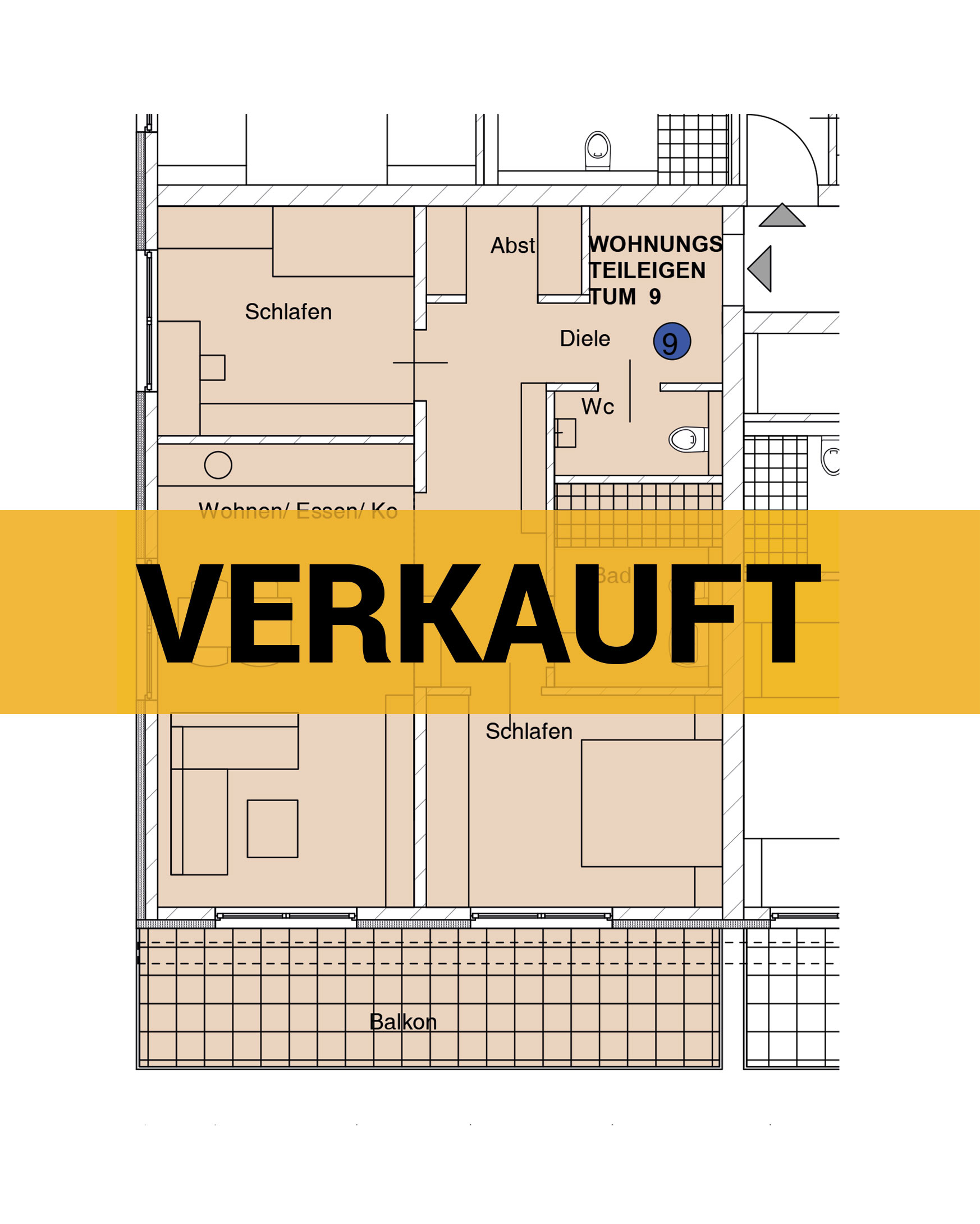 Grundriss einer Wohnung - verkauft