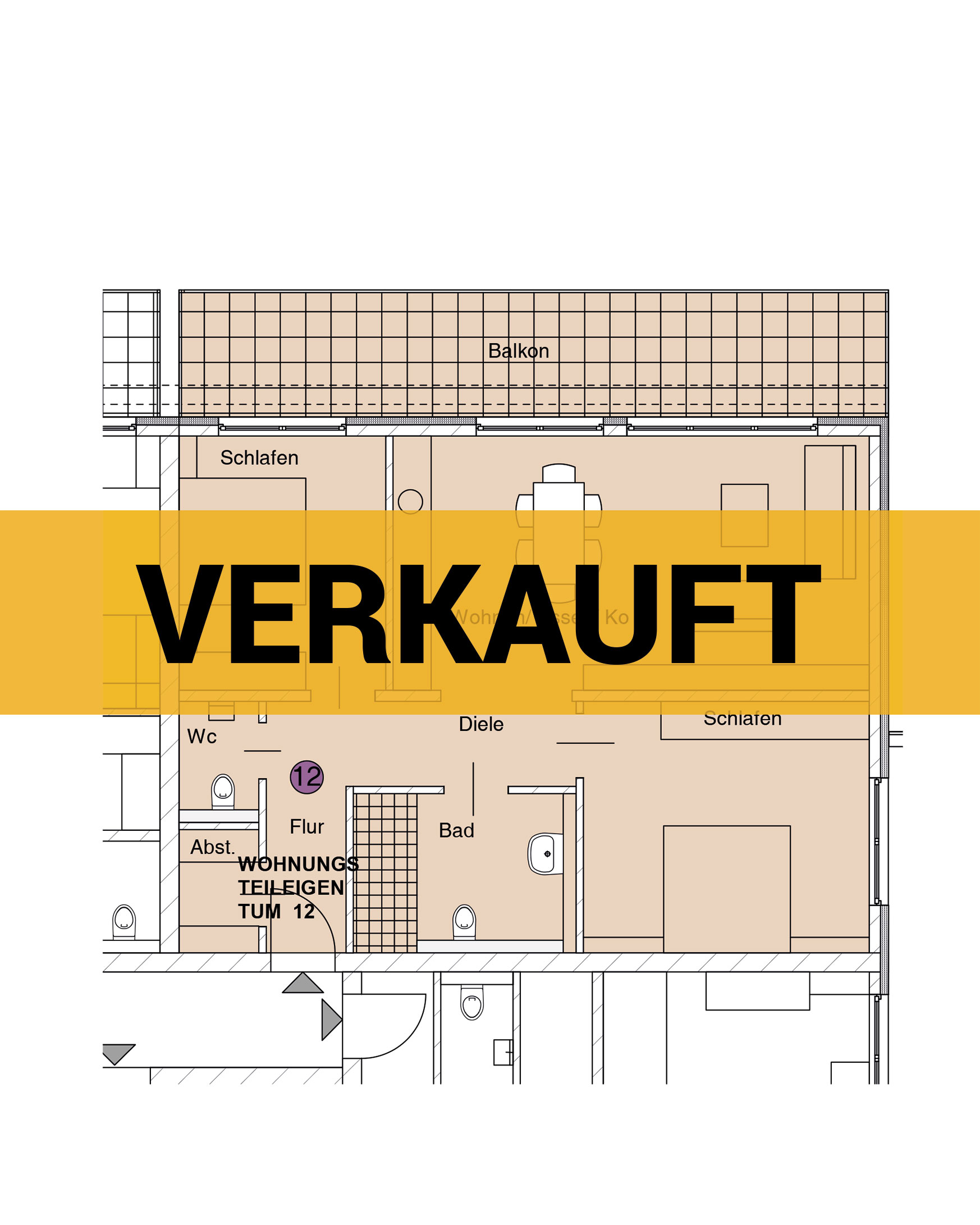 Grundriss einer Wohnung - verkauft